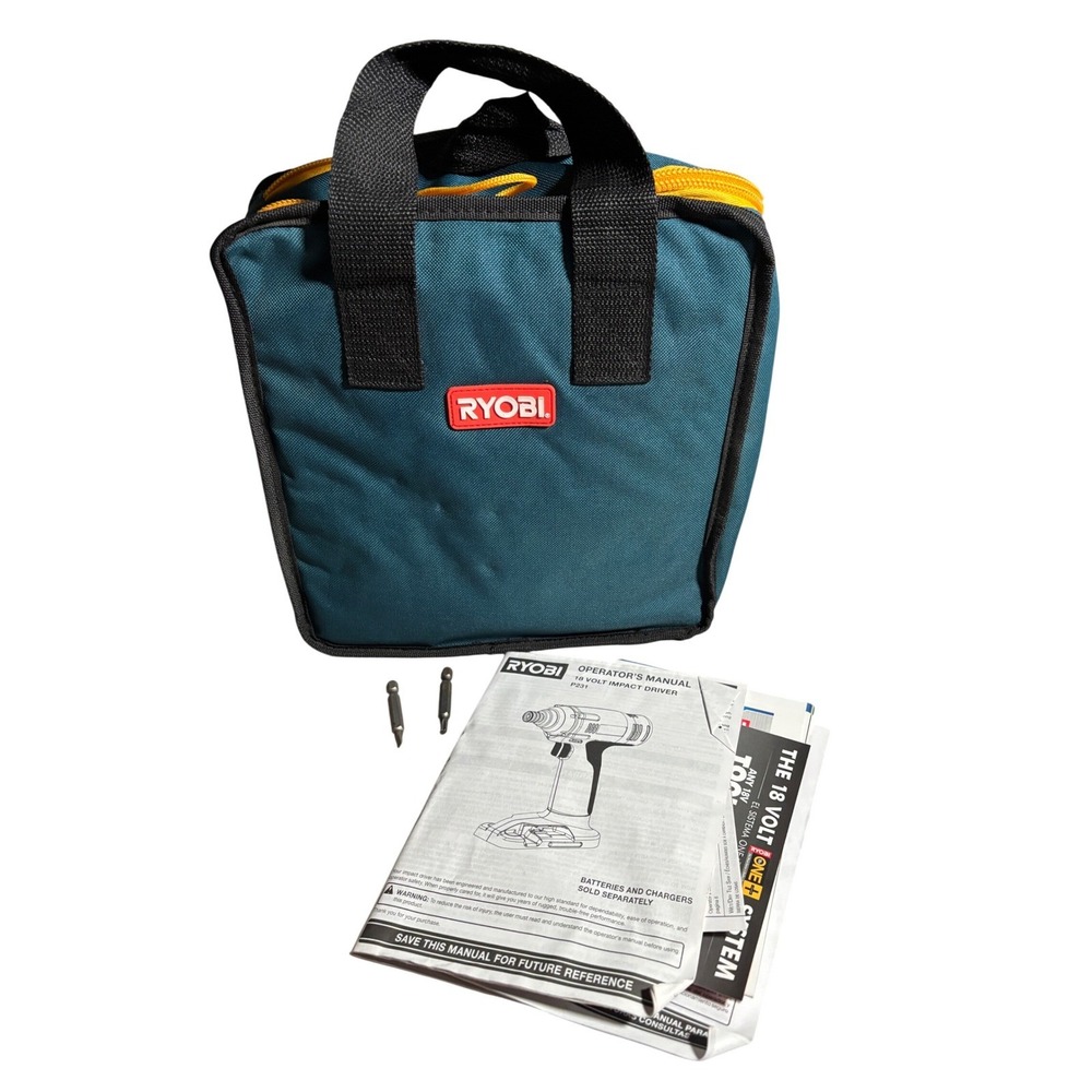 Ryobi Tool BAG ONLY Canvas Soft Case with P231 Impact Driver Manual and 2 Bits